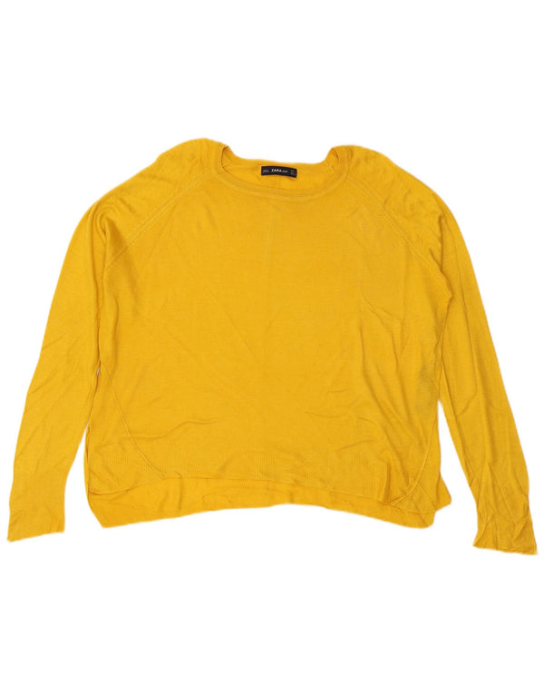 Zara - Jersey con cuello barco para mujer, talla 40, talla grande, viscosa amarilla