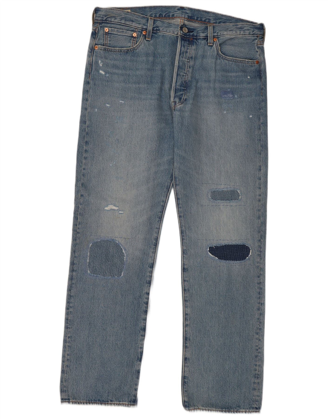 Levi's Vaqueros rectos 501 para hombre W36 L32 Algodón patchwork azul