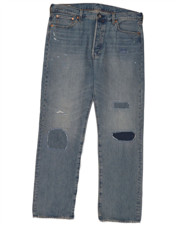 Levi's Vaqueros rectos 501 para hombre W36 L32 Algodón patchwork azul