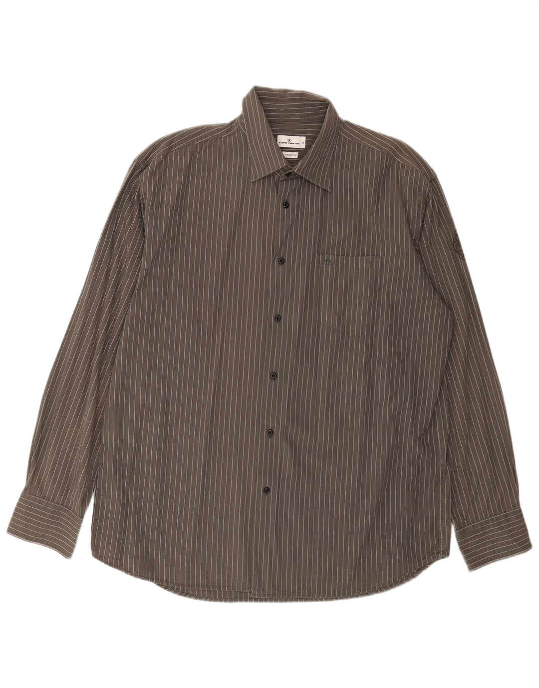 TOM TAILOR Camisa Hombre XL Algodón Rayas Grises