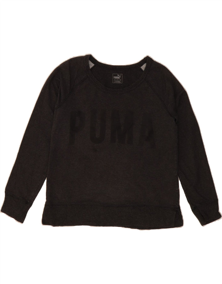 PUMA Womens Graphic Sweatshirt Jumper UK 12 Medium  Grey Cotton Vintage Puma and Second-Hand Puma from Messina Hembry 