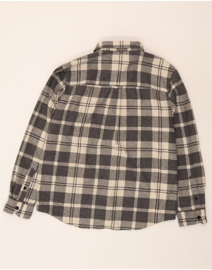 Farah Hombre Camisa Sobrecamisa De Lana A Cuadros Gris Grande