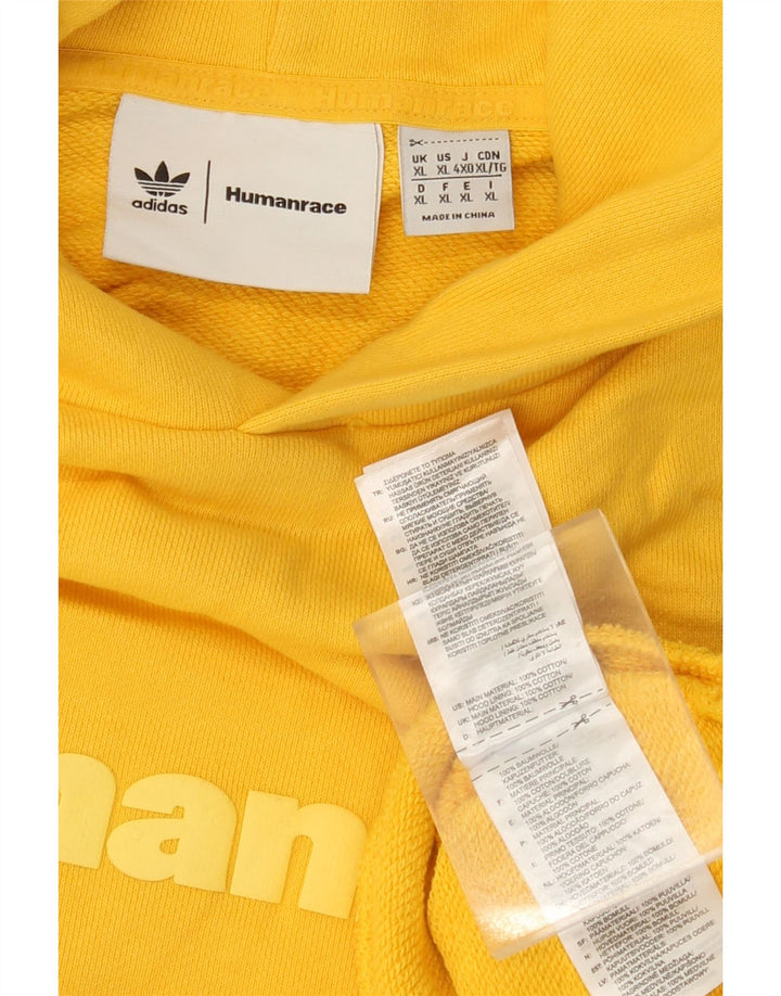 ADIDAS Hombre Humanrace Graphic Sudadera con capucha Jumper XL Algodón amarillo