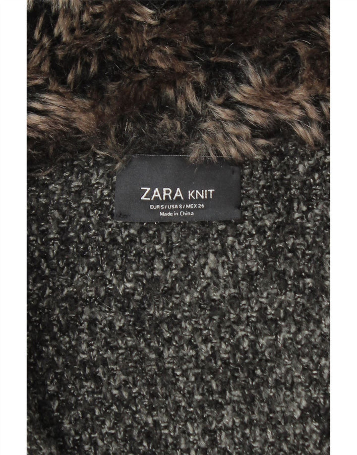 Zara Mujer Abrigo De Punto Extragrande Reino Unido 10 Pequeño Acrílico Moteado Negro