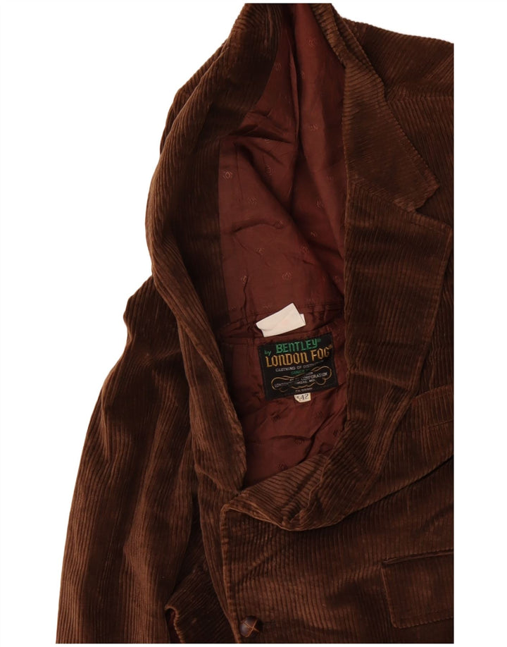 LONDON FOG Chaqueta tipo blazer de pana con 2 botones para hombre EU 42 XL Algodón marrón