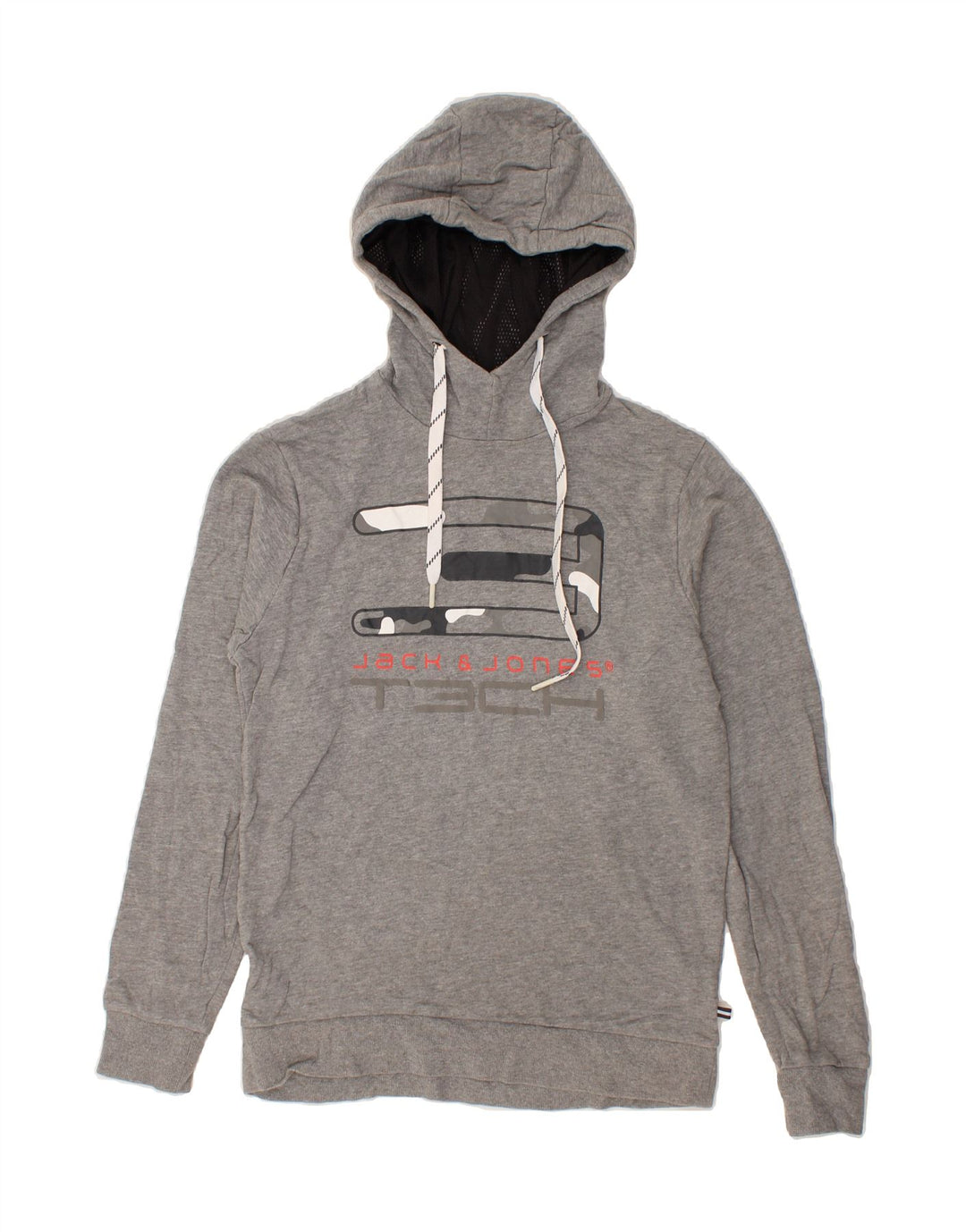 JACK & JONES Mens Graphic Hoodie Jumper Medium Grey Cotton Vintage Jack & Jones and Second-Hand Jack & Jones from Messina Hembry 