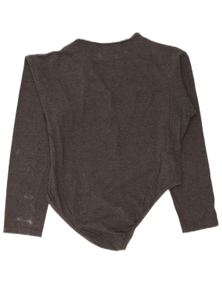 Vintage mujer body UK 12 algodón gris medio