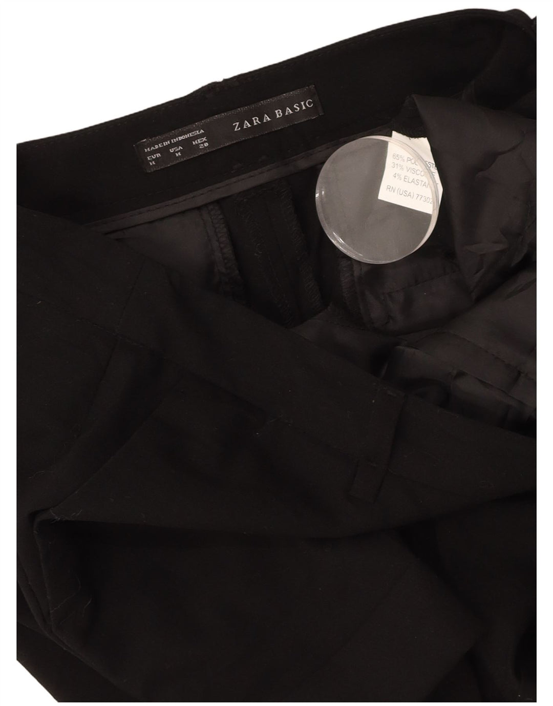 ZARA Mujer Shorts Chinos Mediano W28 Poliéster Negro