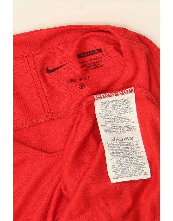 Nike Dri Fit Slim Fit Graphic Top manga larga poliéster rojo grande para hombre
