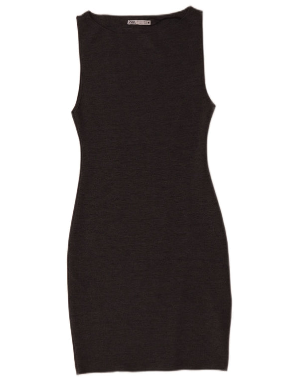 Zara Vestido Ajustado Sin Mangas para Mujer UK 8 Small Gris