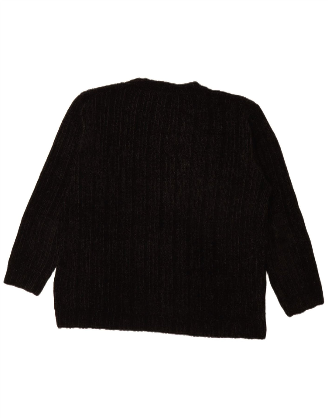 Vintage hombres V-cuello jumper suéter XL negro acrílico
