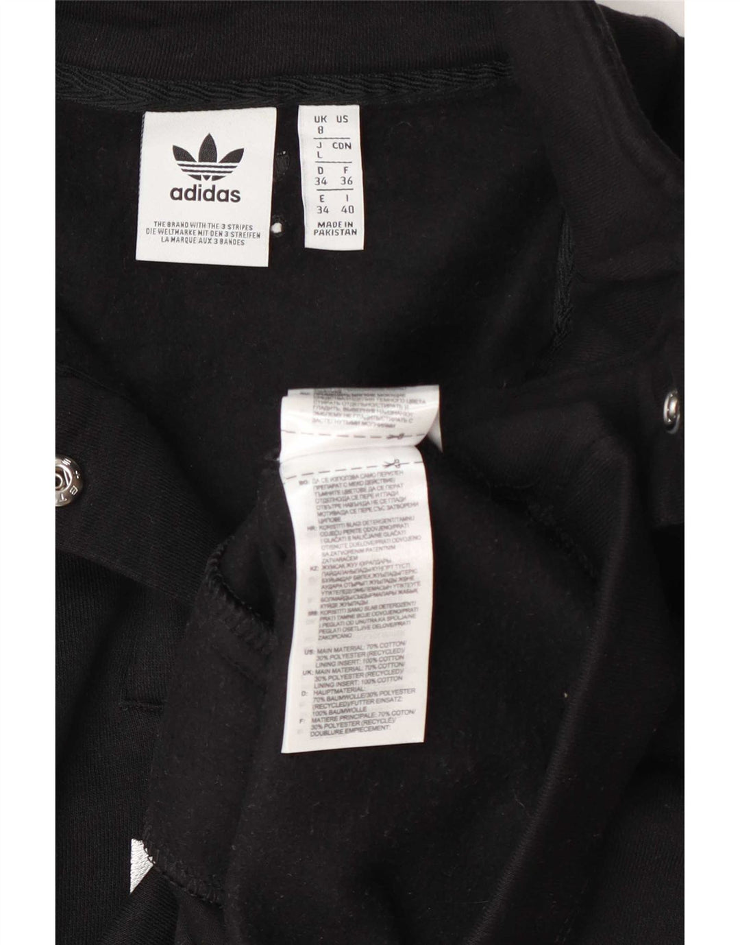 Adidas - Sudadera extragrande con cuello y botones para mujer, talla 8, color negro