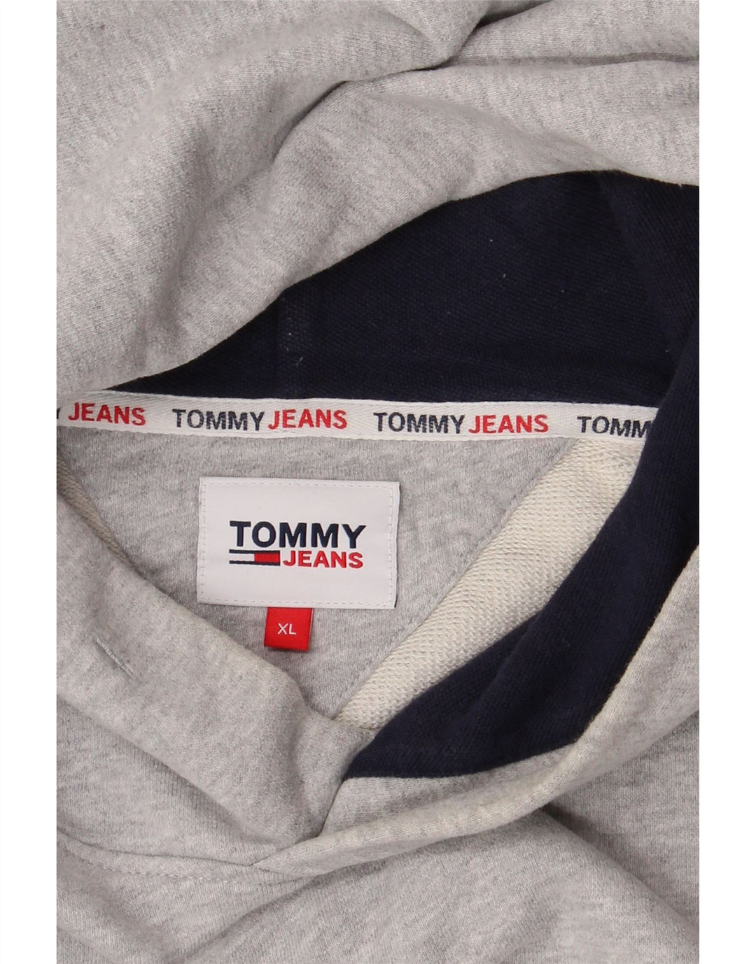 TOMMY HILFIGER Jersey con capucha gráfico para hombre XL Gris Colorblock