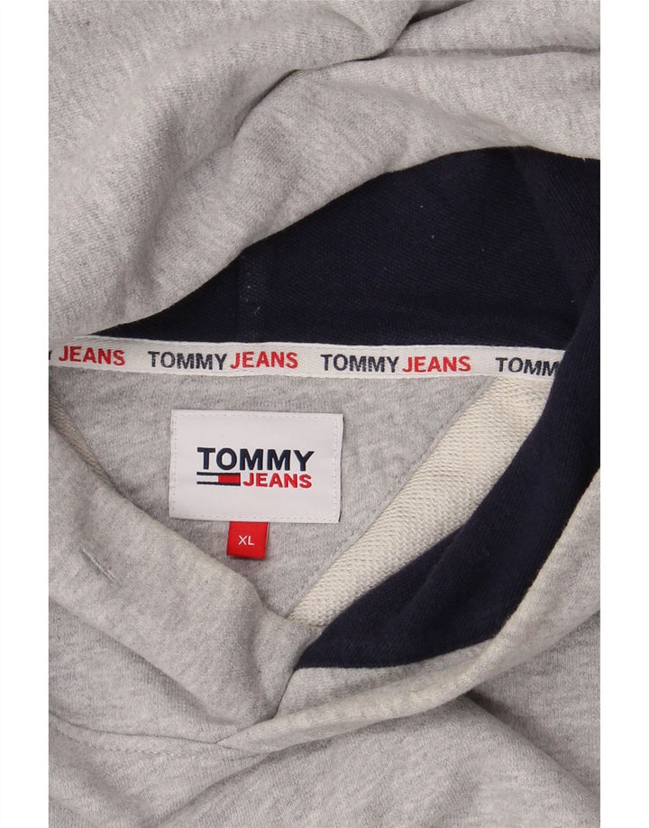 TOMMY HILFIGER Jersey con capucha gráfico para hombre XL Gris Colorblock
