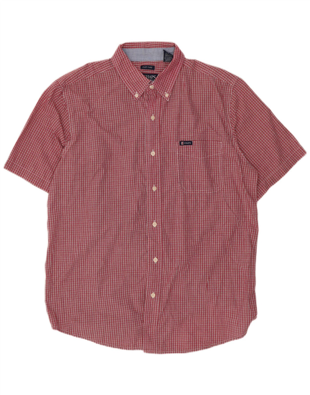 Chaps Camisa de manga corta para hombre de algodón a cuadros rojo grande