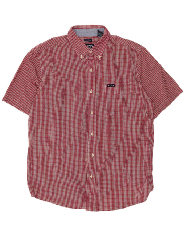 Chaps Camisa de manga corta para hombre de algodón a cuadros rojo grande