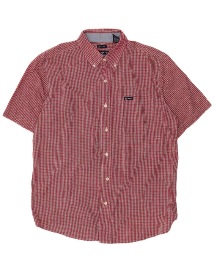 Chaps Camisa de manga corta para hombre de algodón a cuadros rojo grande