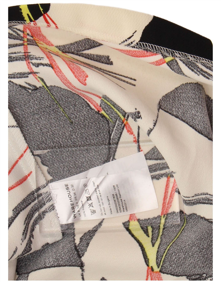 WAREHOUSE Falda acampanada para mujer UK 6 XS W25 Poliéster floral blanco roto