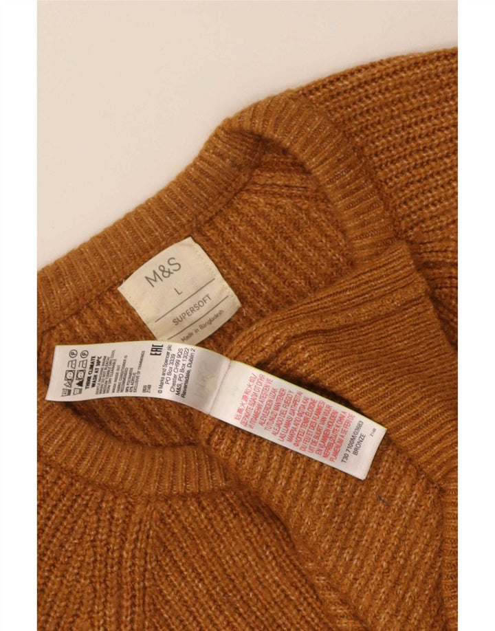 Marks & Spencer - Jersey de cuello redondo para hombre, talla grande, color marrón, poliamida