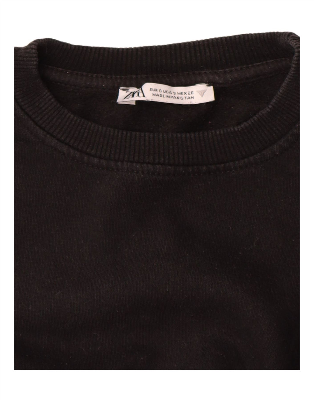 Zara Mujer Crop Sudadera Jumper UK 10 Small Negro