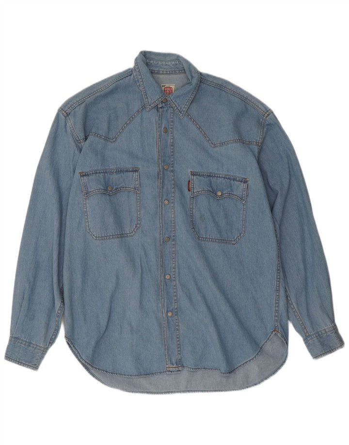 Camisa Vaquera Casucci Hombre Algodón Azul Medio