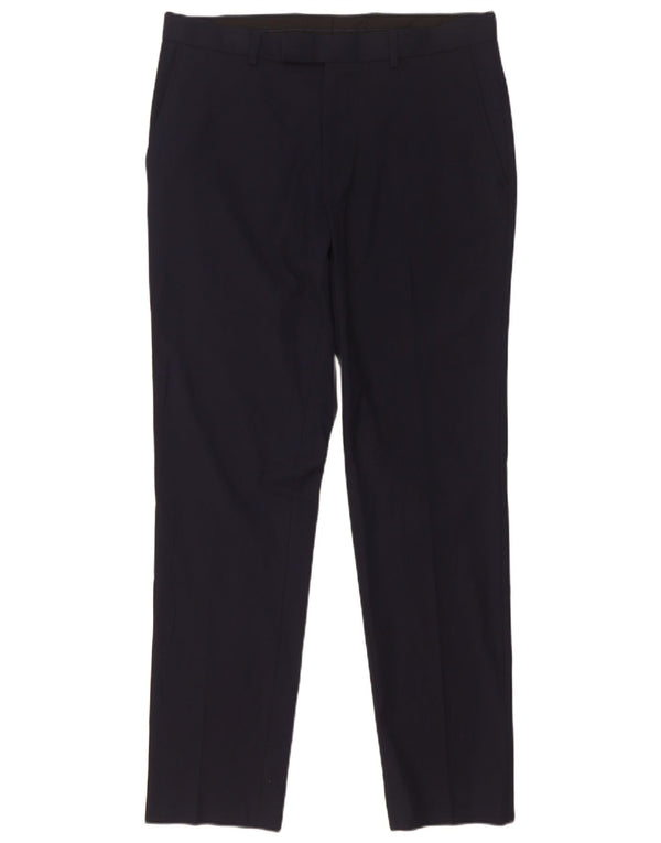Marks & Spencer Pantalón de traje ajustado para hombre W32 L31 Poliéster azul marino