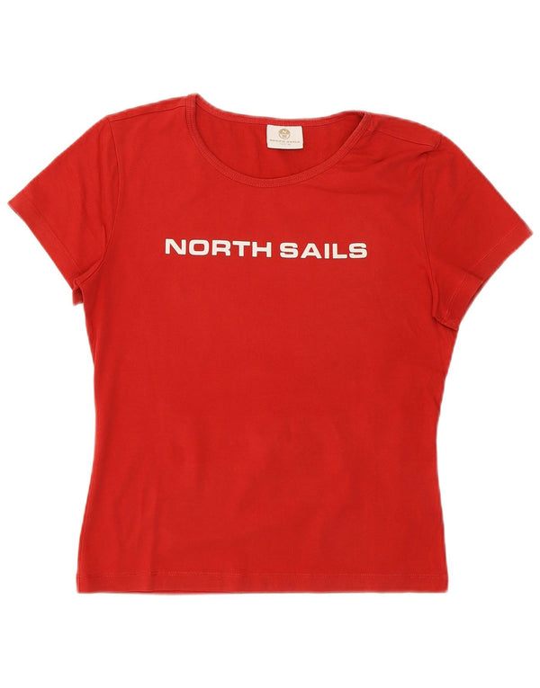 NORTH SAILS Camiseta corta con gráfico para mujer UK 40 Algodón rojo mediano