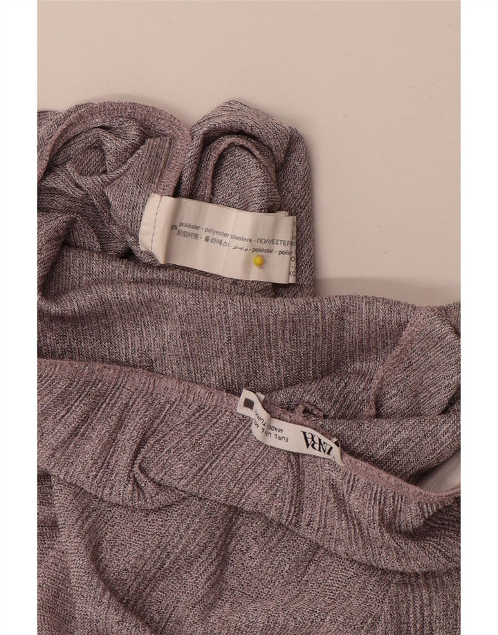 Zara Mujer Pantalón Casual Acampanado Grande W34 L32 Poliéster Gris