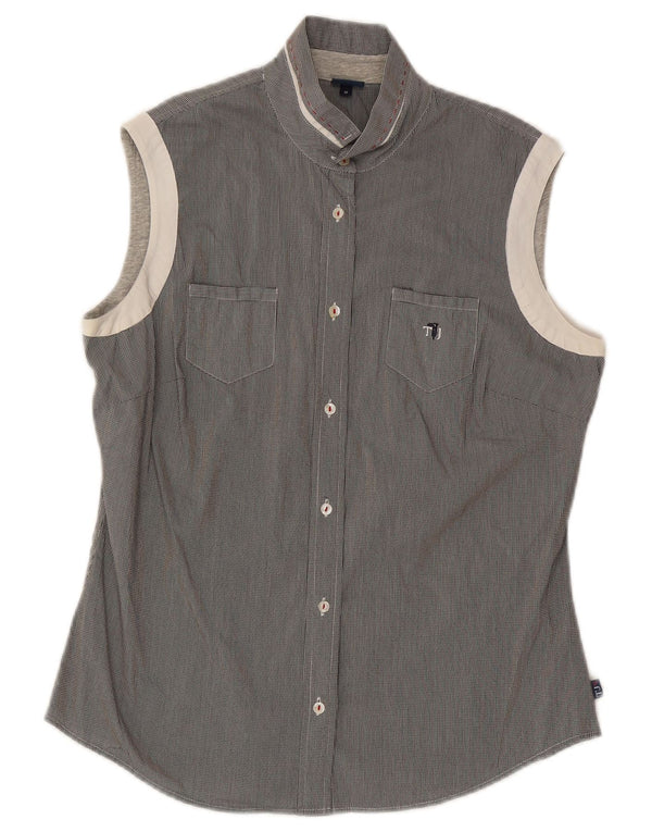 Trussardi Jeans Camisa sin mangas para mujer UK 44 Medium Grey Check