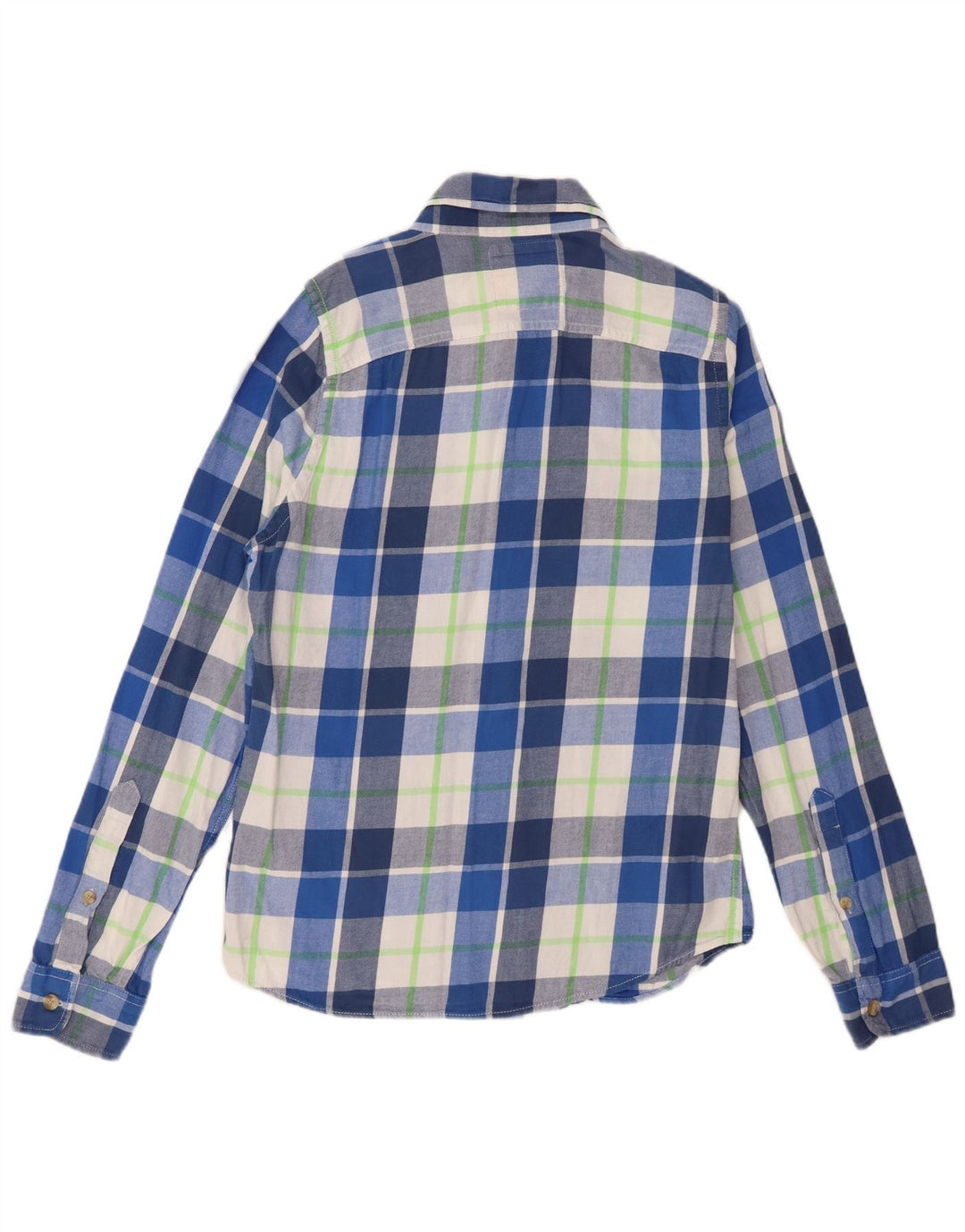 Camisa Hollister Hombre De Franela De Algodón A Cuadros Azul Medio