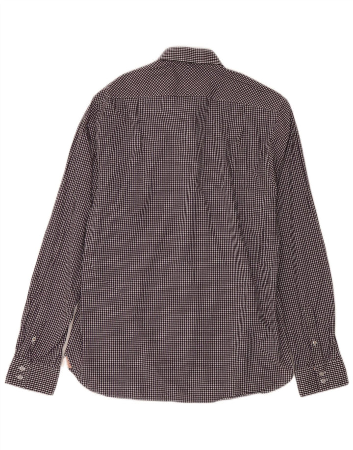 Ben Sherman Camisa para hombre Talla 16 Grande Púrpura Gingham Algodón