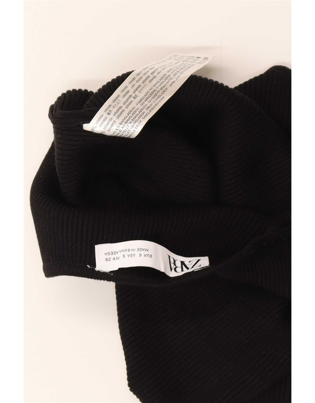 Zara Top corto con hombros descubiertos para mujer UK 8 Small Viscosa negra