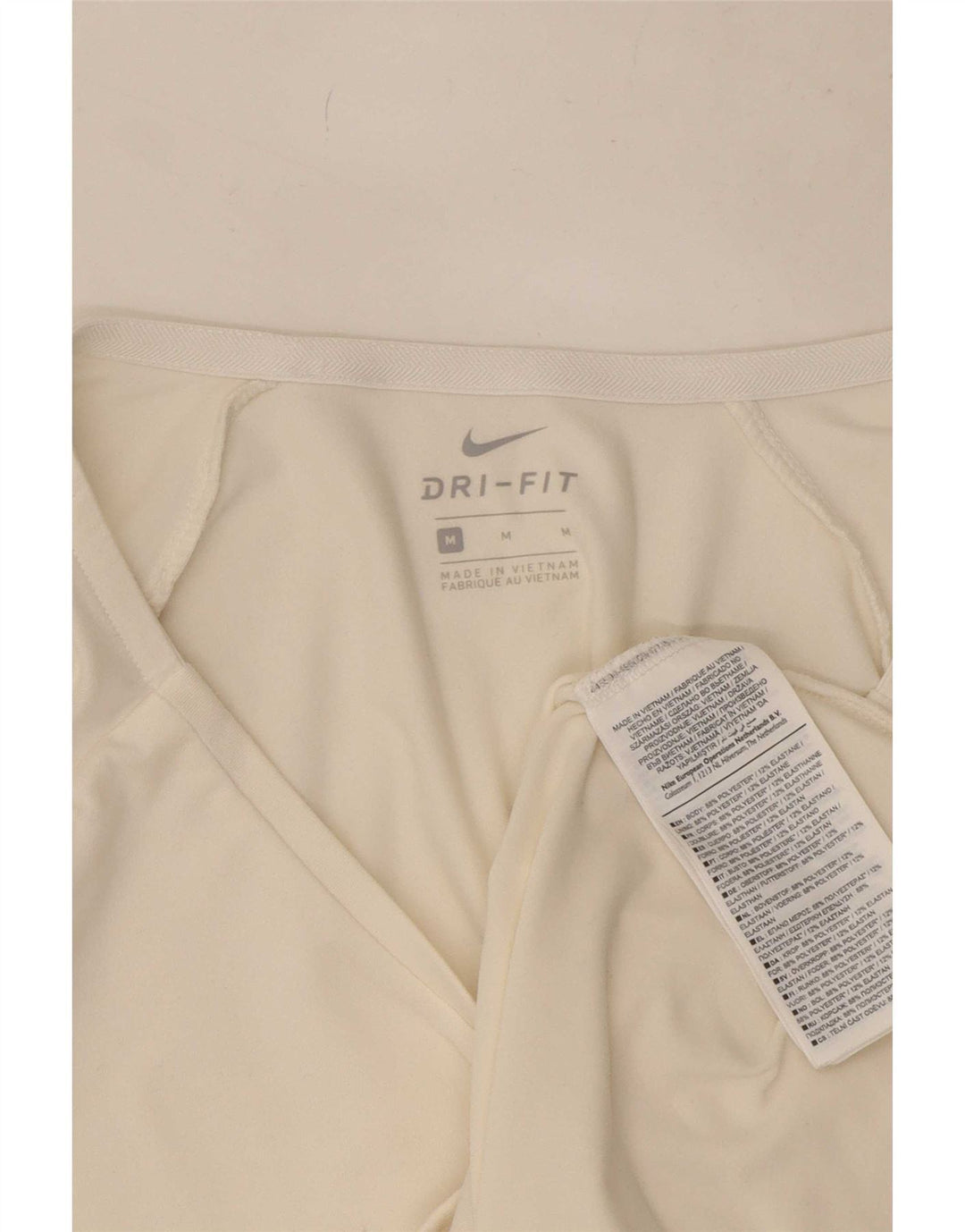 Nike Mujer Dri Fit Top Manga 3/4 UK 12 Medio Blanco Poliéster