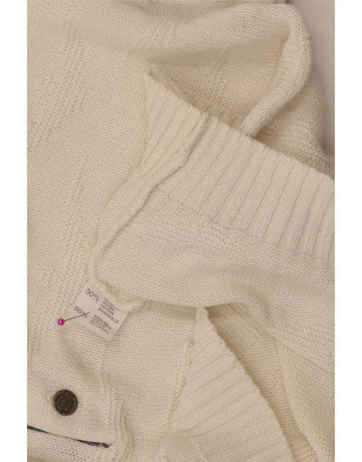 Vintage hombres polo cuello jersey suéter medio blanco