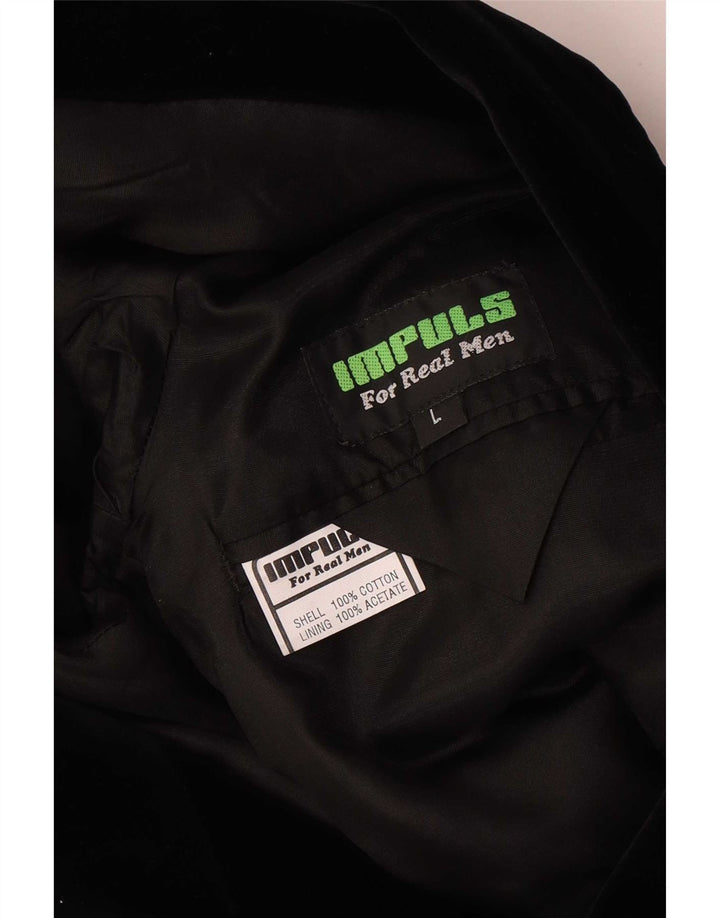 Impuls Chaqueta tipo blazer de terciopelo con 3 botones para hombre UK 40 Large Algodón negro