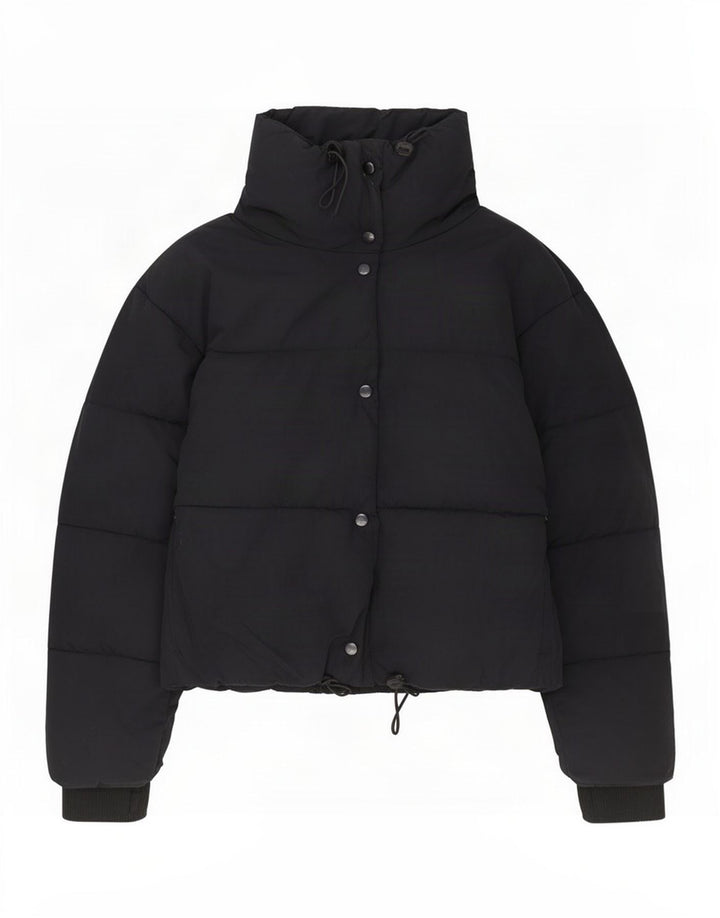Zara Mujer Chaqueta Acolchada Extragrande UK 10 Small Poliéster Negro