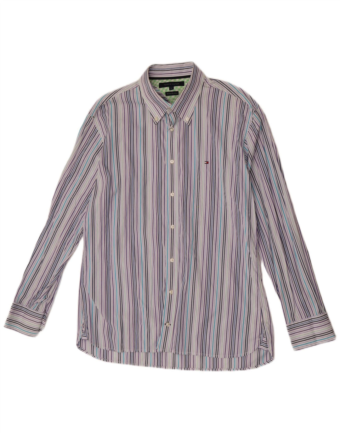 Camisa Tommy Hilfiger Hombre Grande Algodón A Rayas Azul