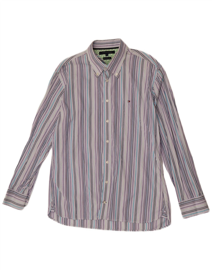 Camisa Tommy Hilfiger Hombre Grande Algodón A Rayas Azul