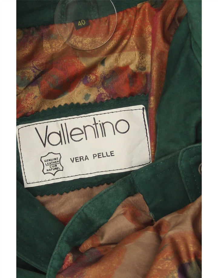 Vintage mujer ante chaqueta parka de gran tamaño IT 40 cuero verde pequeño