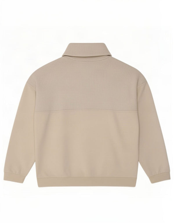 Zara Mujer Zip Neck Sudadera Jumper UK 46 Large White Cotton