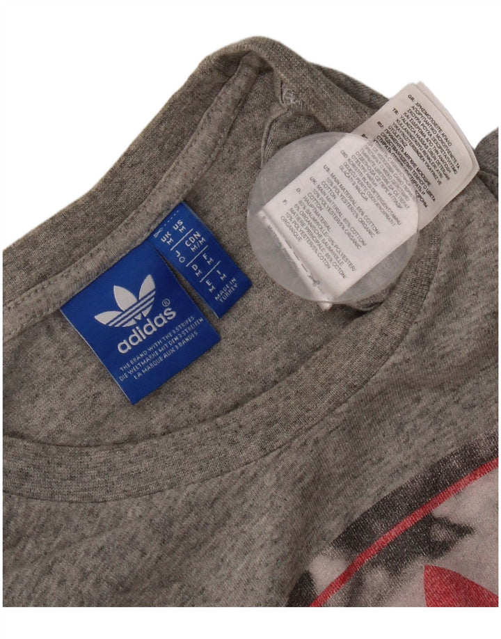Adidas Hombre Camiseta Gráfica Top Algodón Moteado Gris Medio