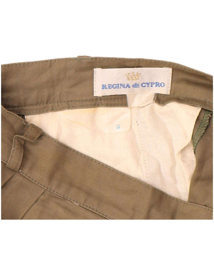 VINTAGE Pantalones cortos chinos pegados para mujer IT 40 Pequeño W24 Algodón beige