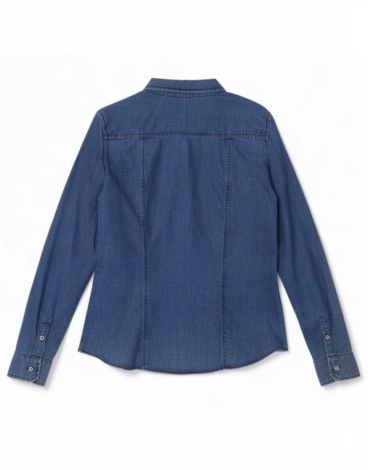 Marella Mujer EMME Camisa Vaquera IT 42 Azul Medio Algodón