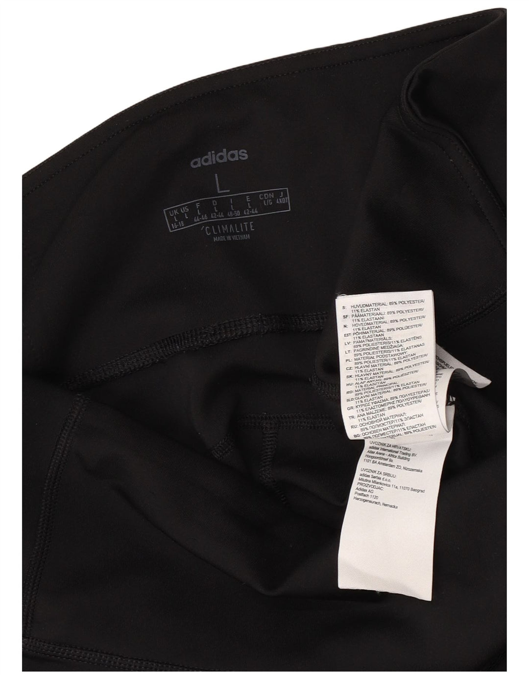 ADIDAS Mujer Climalite Crop Leggings UK 16/18 Grande Negro Poliéster