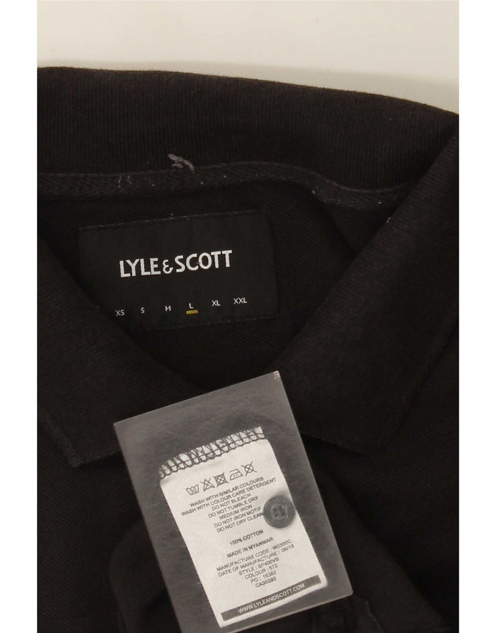 Lyle & Scott Polo para hombre grande de algodón negro