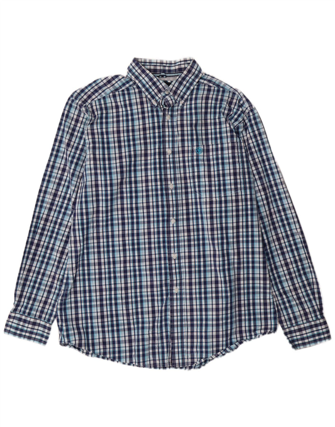 Camisa ajustada Ariat para hombre XL Algodón a cuadros azules