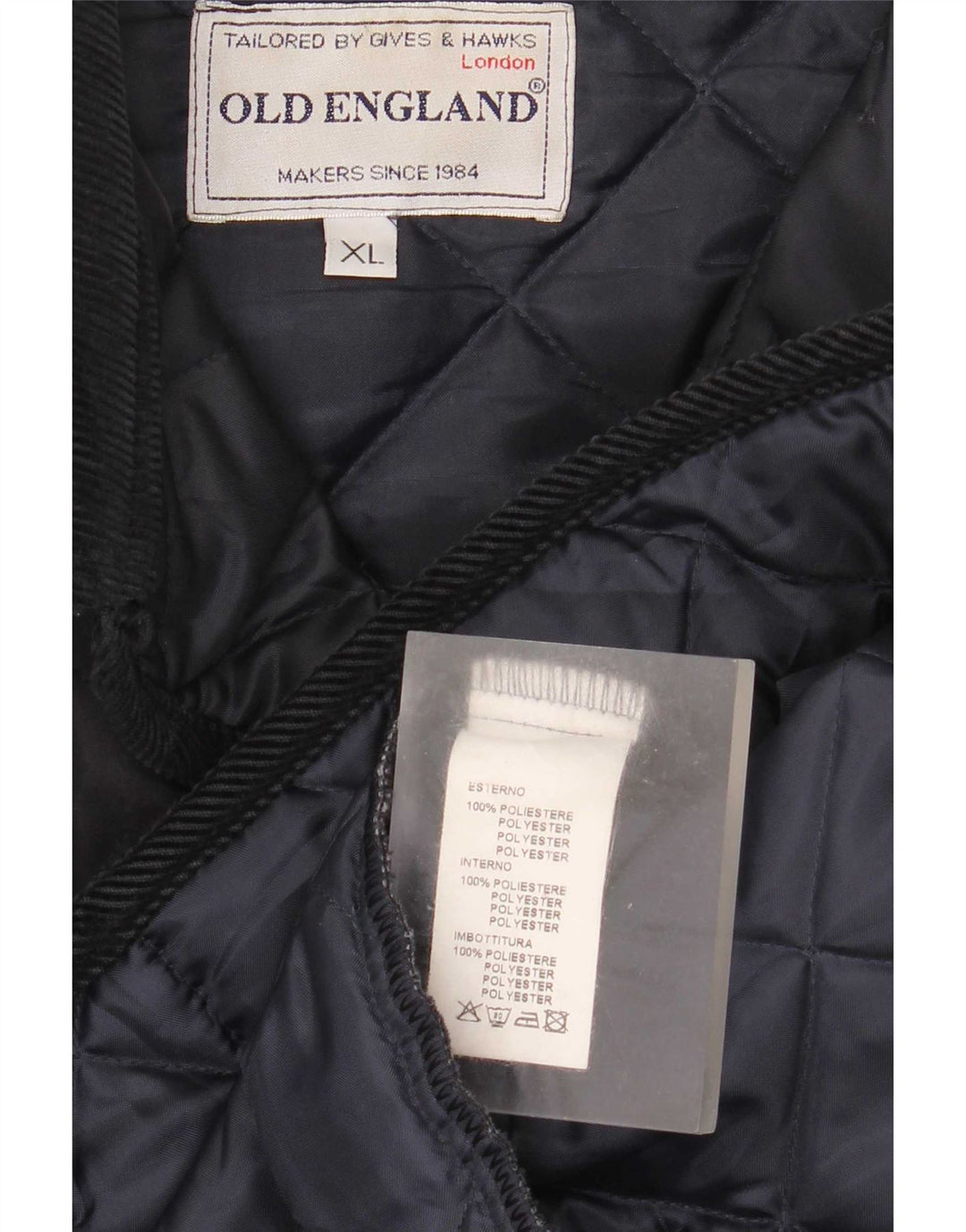 Chaqueta acolchada para hombre Old England UK 42 XL Poliéster azul marino