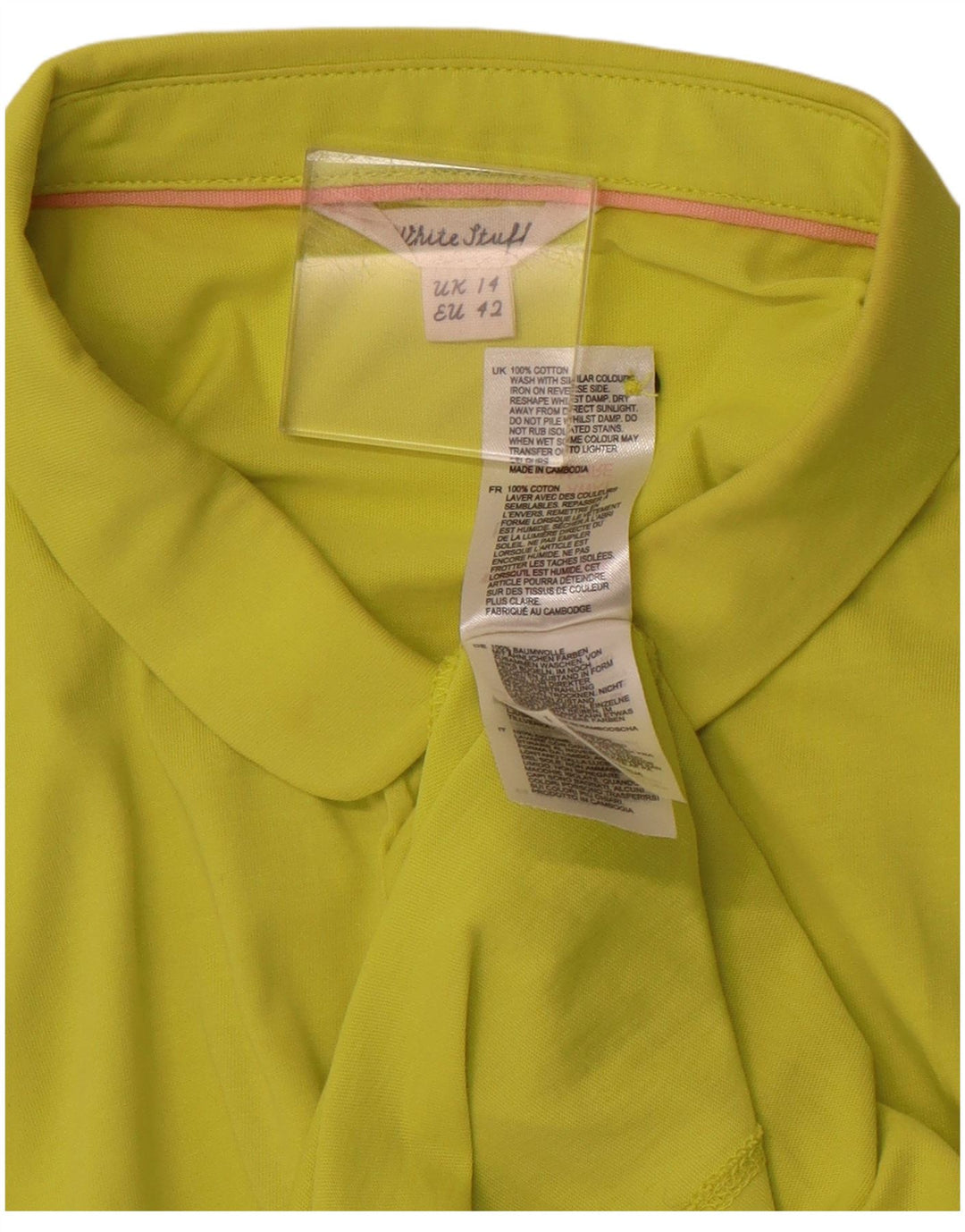 WHITE STUFF Blusa camisera de manga corta para mujer UK 44 Algodón verde medio