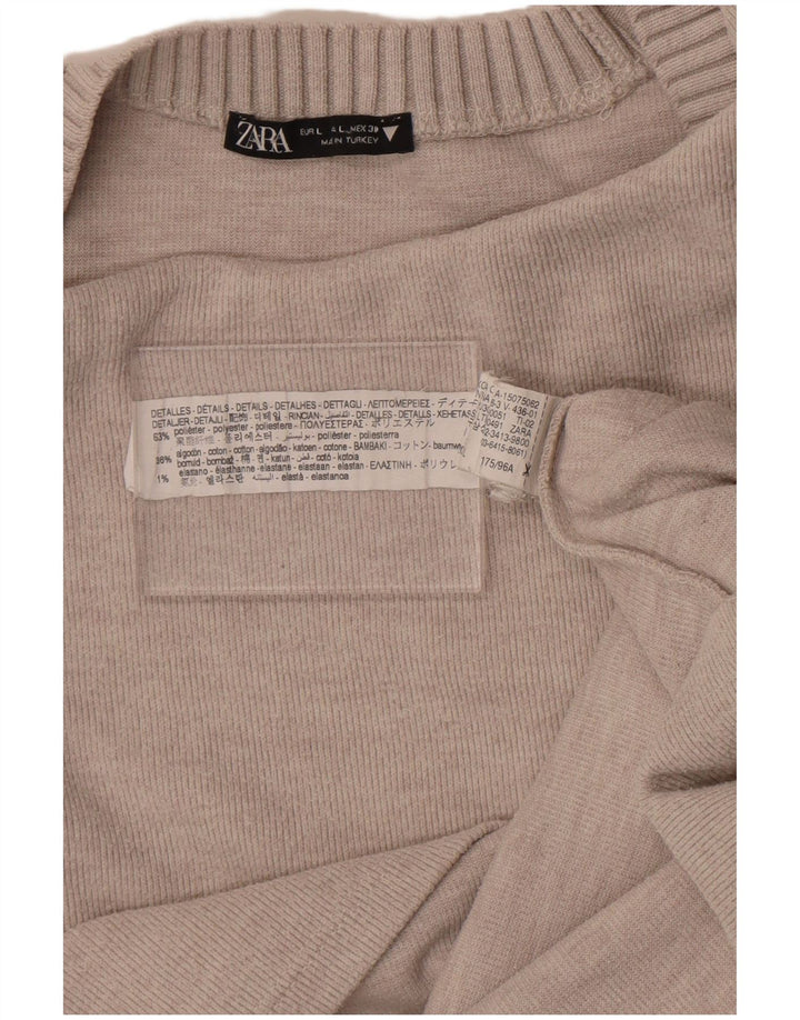 Zara - Jersey extragrande con cuello redondo para mujer, talla 40, poliéster gris grande