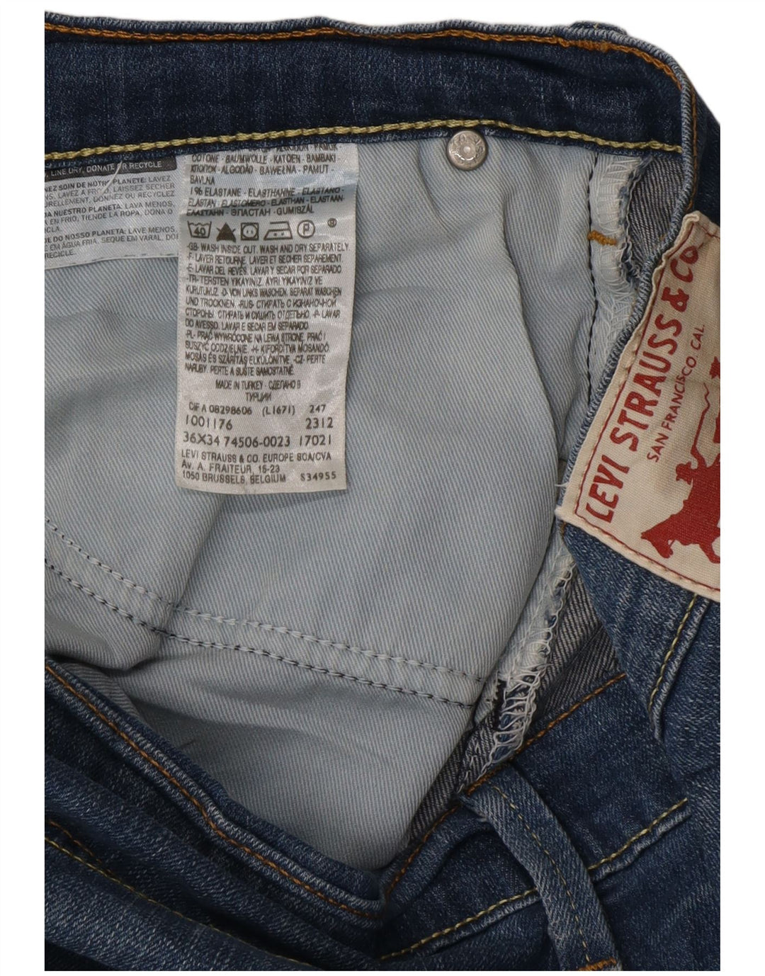 Vaqueros rectos Levi's para hombre W36 L34 Algodón azul